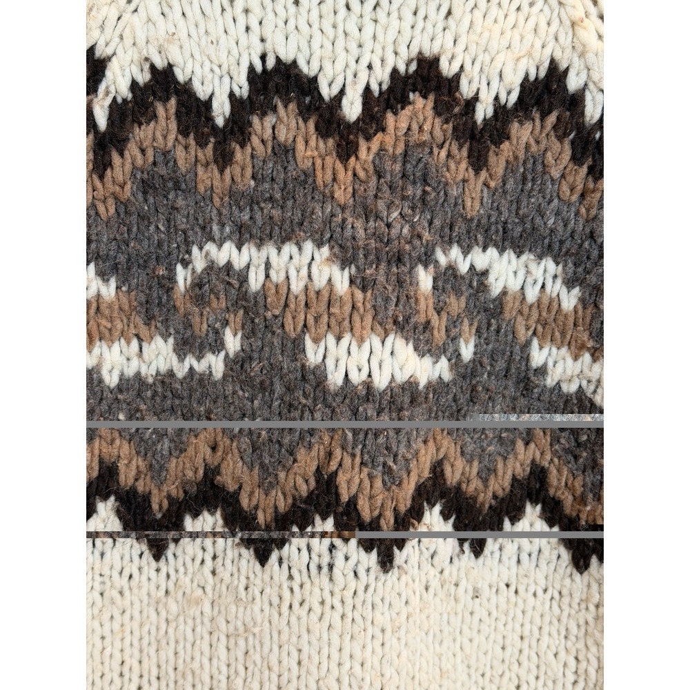 Chunky Hand Knit Wool Sweater Ecuador, Vtg High Rib Neck, Oversized Slouchy 230 - Picture 2 of 7
